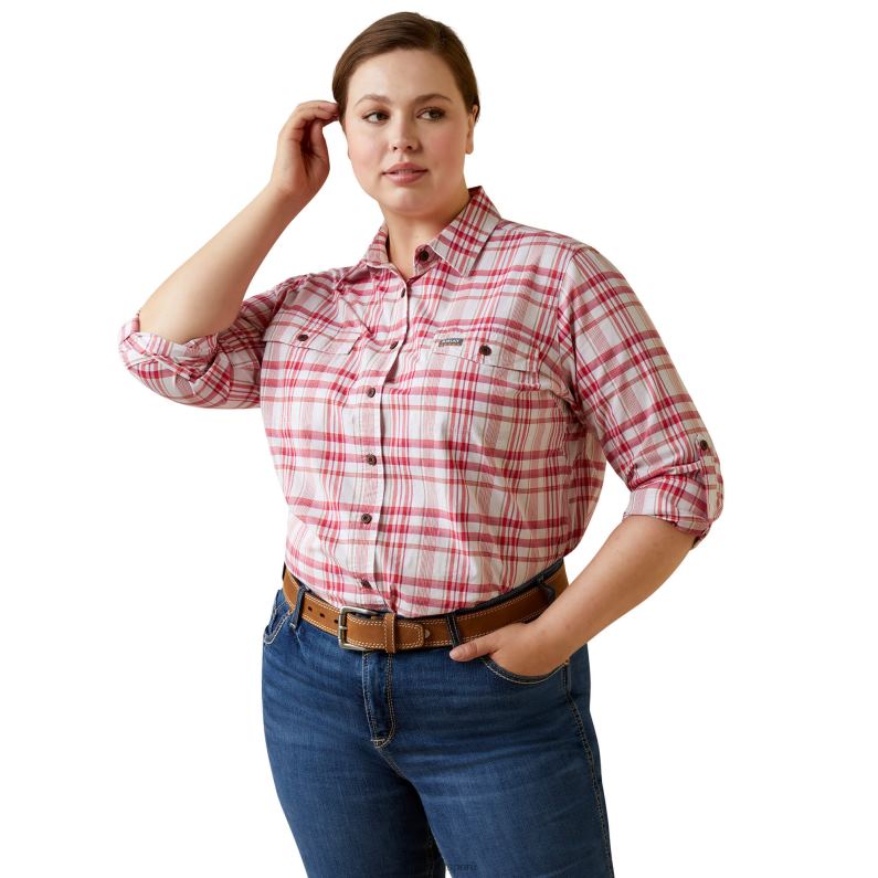 Ariat tapas mujer camisa de trabajo durastretch resistente hecha con barras de refuerzo P0RPZ2960 cerezas julibee cuadros