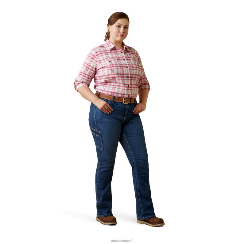 Ariat tapas mujer camisa de trabajo durastretch resistente hecha con barras de refuerzo P0RPZ2960 cerezas julibee cuadros