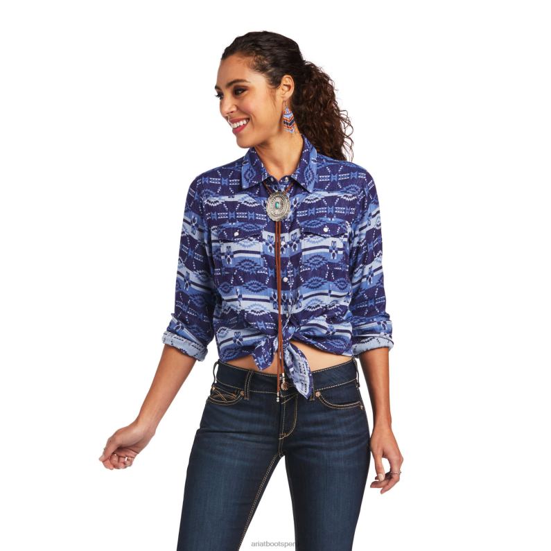Ariat tapas mujer camisa de verdad P0RPZ3194 oceánico