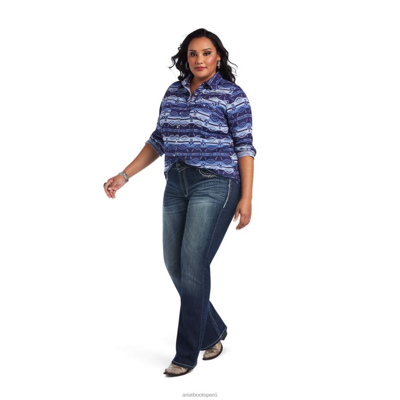 Ariat tapas mujer camisa de verdad P0RPZ3194 oceánico