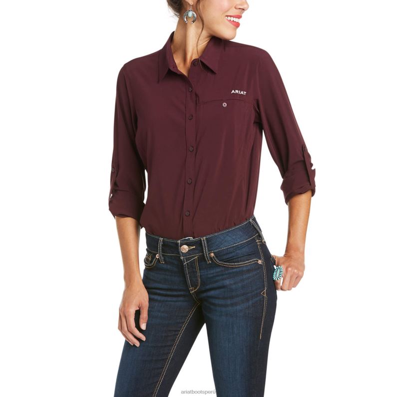 Ariat tapas mujer camisa elástica venttek P0RPZ2772 malbec