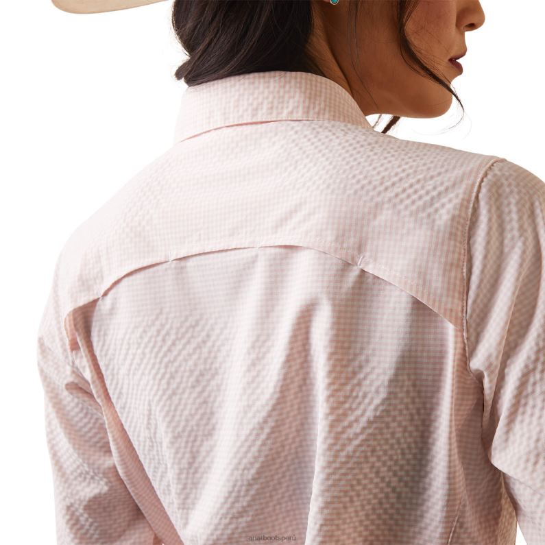 Ariat tapas mujer camisa elástica venttek P0RPZ2782 rubor coral/cuadros blancos
