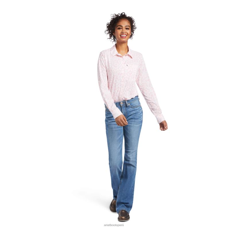 Ariat tapas mujer camisa elástica venttek P0RPZ2797 leopardo rosa cuarzo
