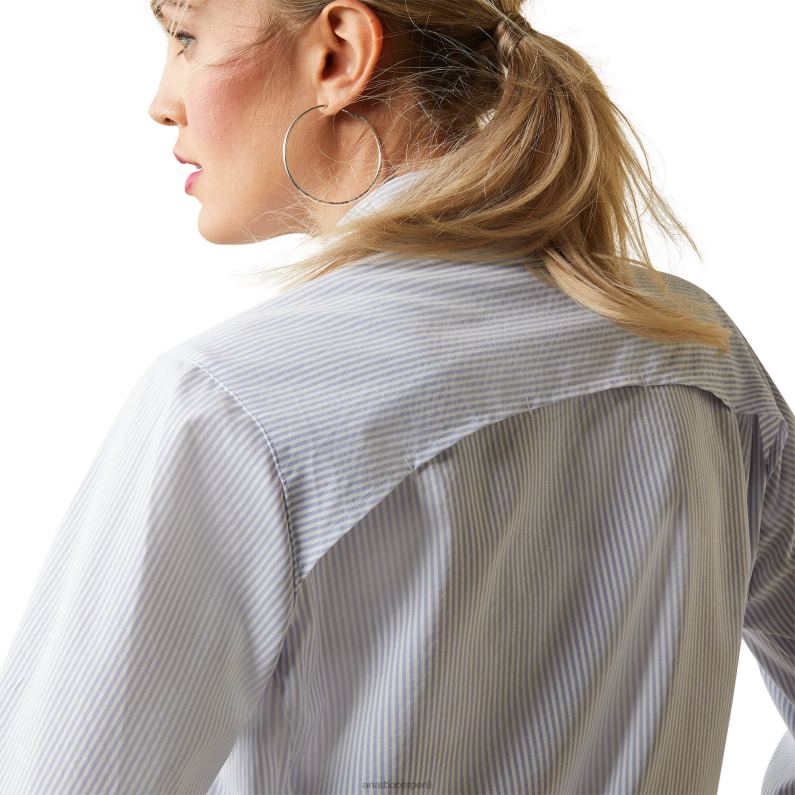 Ariat tapas mujer camisa elástica venttek P0RPZ2834 raya azul clásica
