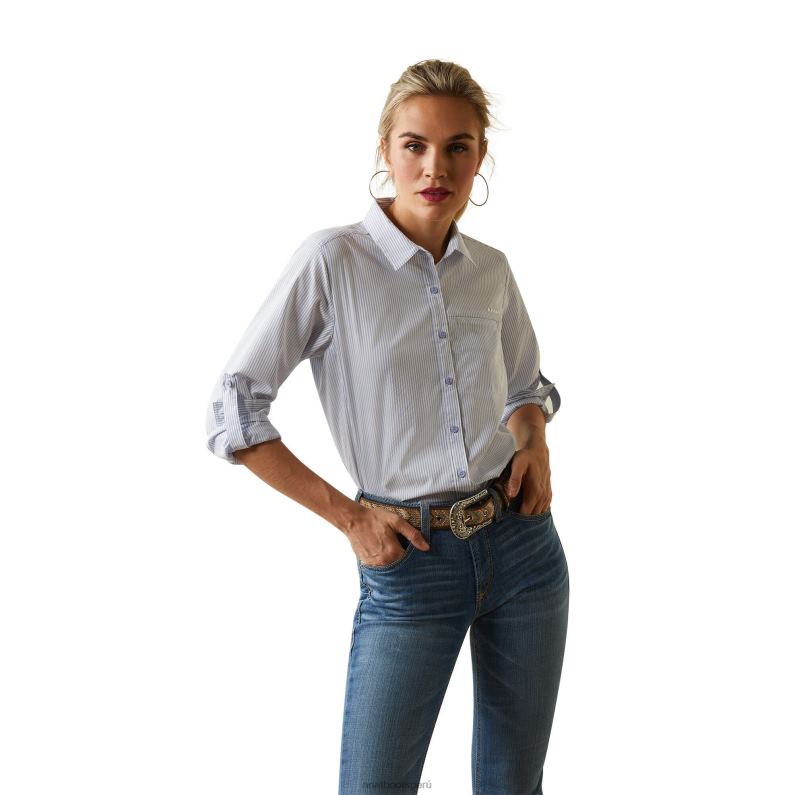 Ariat tapas mujer camisa elástica venttek P0RPZ2834 raya azul clásica