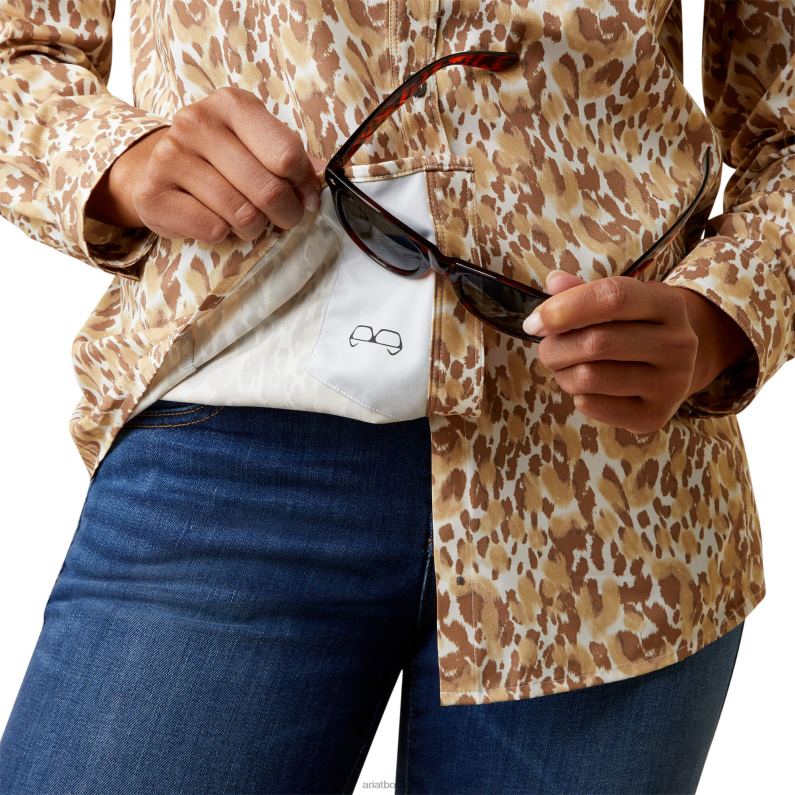 Ariat tapas mujer camisa elástica western venttek P0RPZ2982 estampado de leopardo sofía
