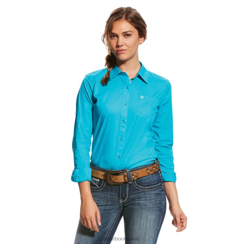 Ariat tapas mujer camisa kirby elástica P0RPZ2865 azulejo