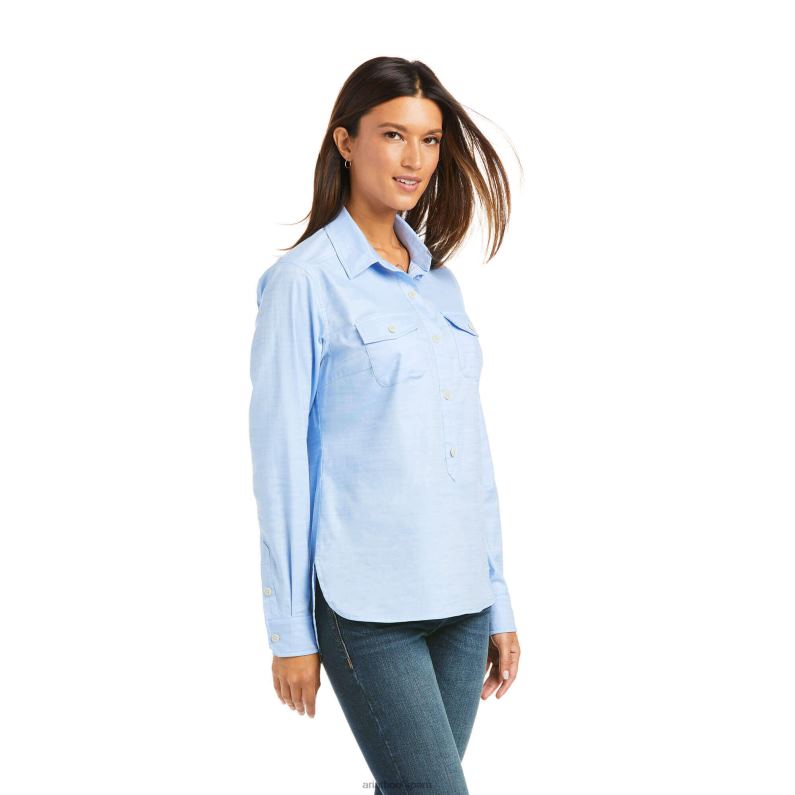 Ariat tapas mujer camisa popover loyola P0RPZ3273 cambray azul