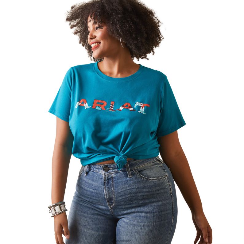 Ariat tapas mujer camiseta con logo de bota real P0RPZ2889 penacho exótico