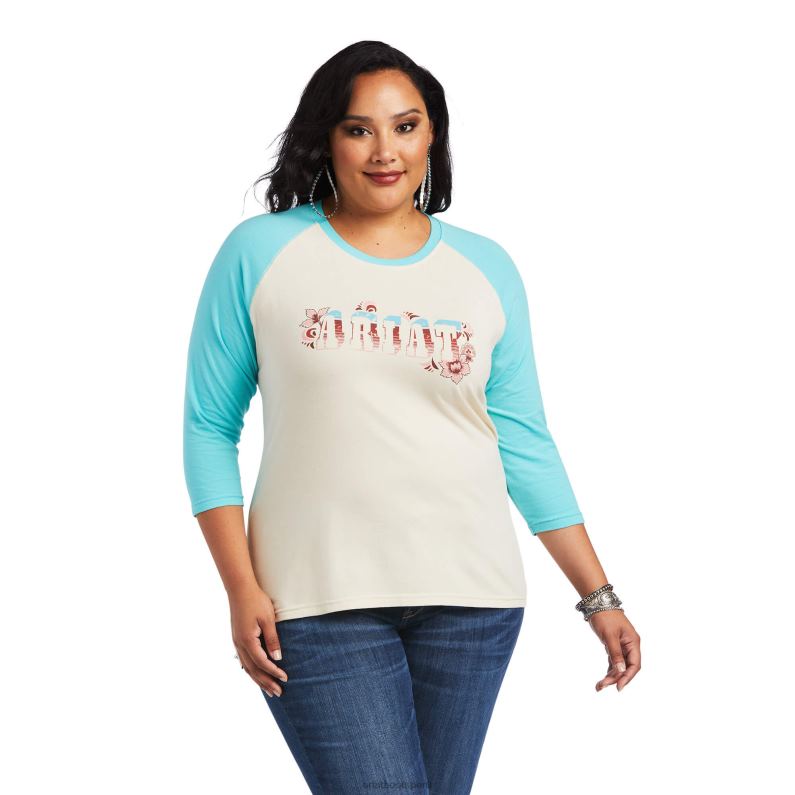 Ariat tapas mujer camiseta con logo de sombra real P0RPZ2976 cisne blanco/amazonita