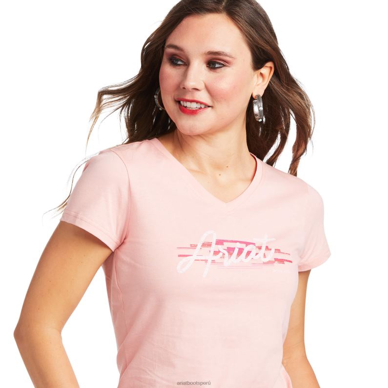 Ariat tapas mujer camiseta con logo real y corte clásico P0RPZ2942 rosa cuarzo