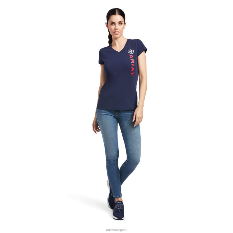 Ariat tapas mujer camiseta con logo vertical P0RPZ2878 Armada
