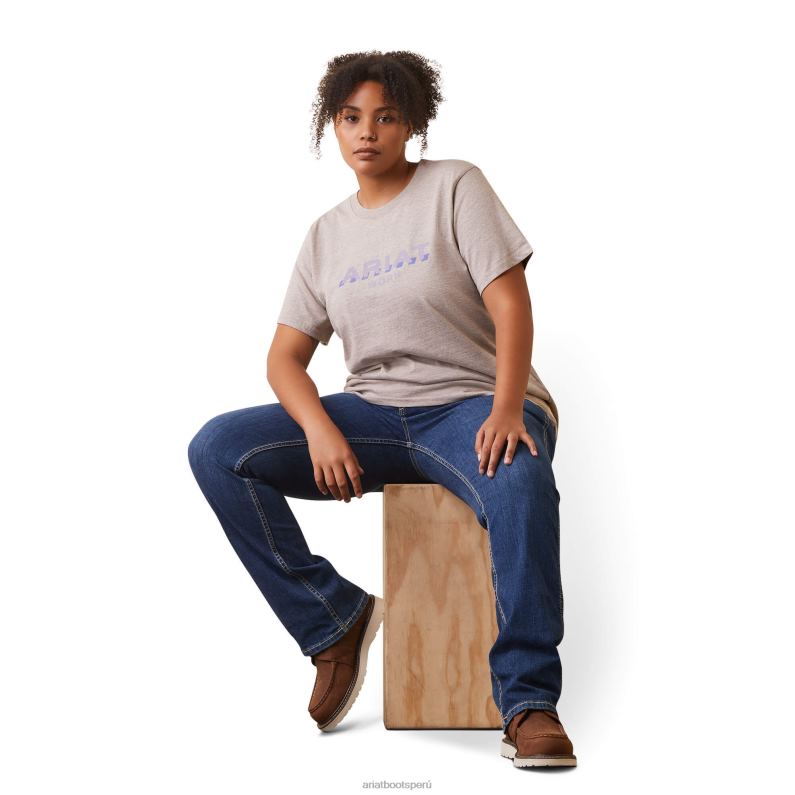 Ariat tapas mujer camiseta de algodón con logo fuerte P0RPZ3118 brezo portabella