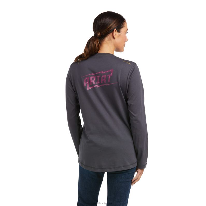 Ariat tapas mujer camiseta de alto voltaje del trabajador de barras de refuerzo P0RPZ3045 periscopio gris