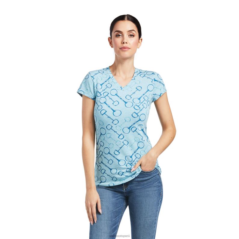 Ariat tapas mujer camiseta de filete P0RPZ2978 brezo azul lechoso
