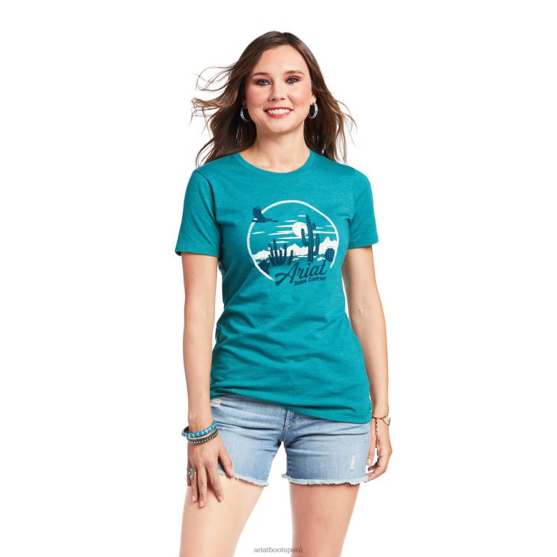 Ariat tapas mujer camiseta opuntia ss P0RPZ2788 brezo verde azulado