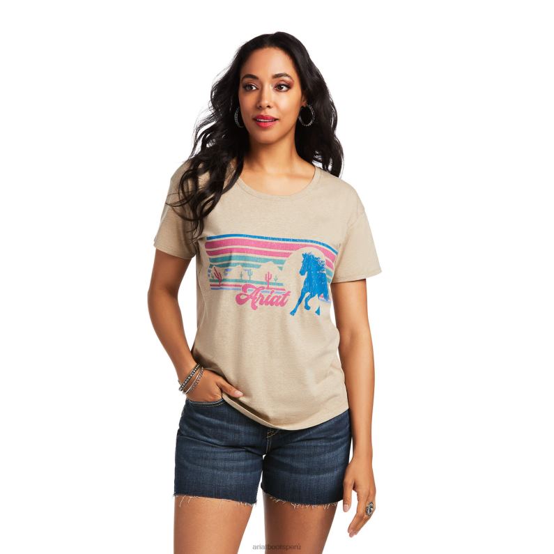 Ariat tapas mujer camiseta salvaje del desierto P0RPZ2805 brezo de avena