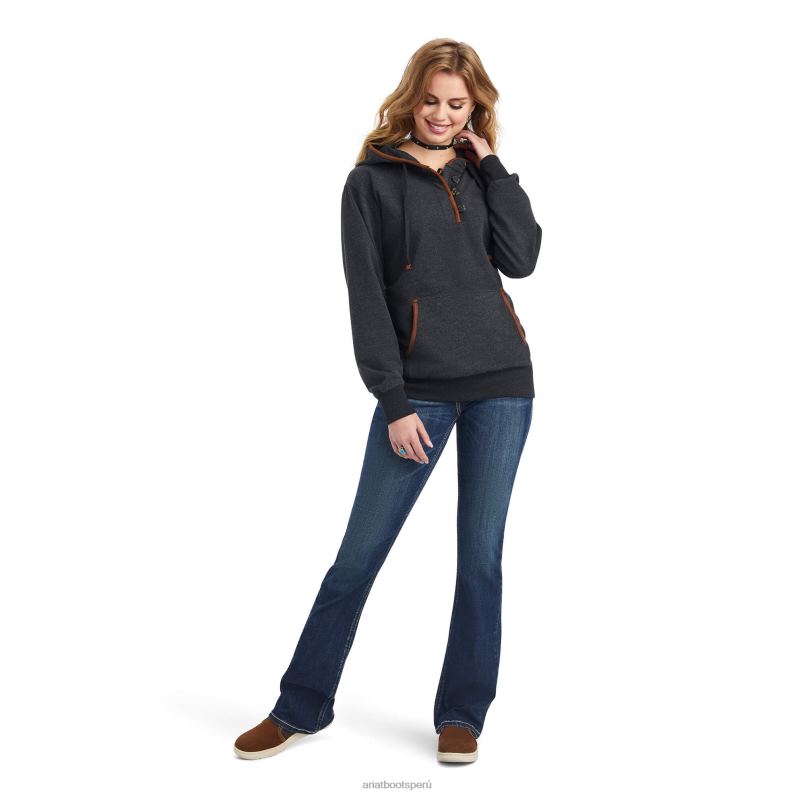 Ariat tapas mujer sudadera con capucha real elevada P0RPZ3385 carbón de brezo