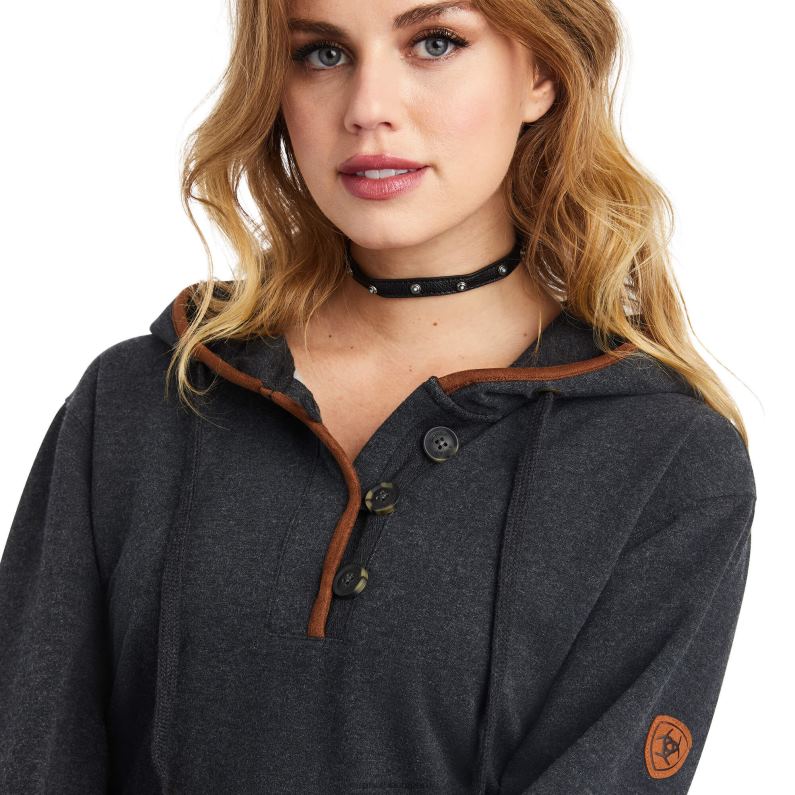 Ariat tapas mujer sudadera con capucha real elevada P0RPZ3385 carbón de brezo