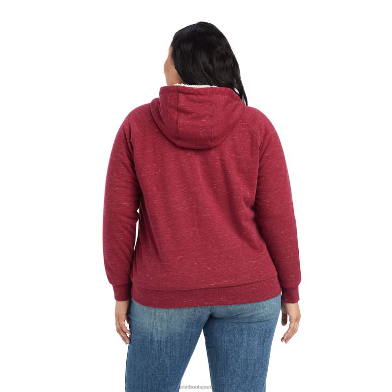 Ariat tapas mujer sudadera con capucha y cremallera completa de sherpa real P0RPZ3393 rojo remolacha