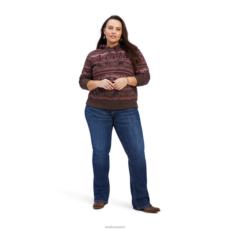 Ariat tapas mujer sudadera con capucha y estampado real en toda la prenda P0RPZ3399 estampado de sarape del viejo oeste