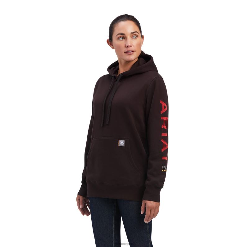 Ariat tapas mujer sudadera con capucha y gráfico de barras de refuerzo P0RPZ3421 mole/manzana al horno