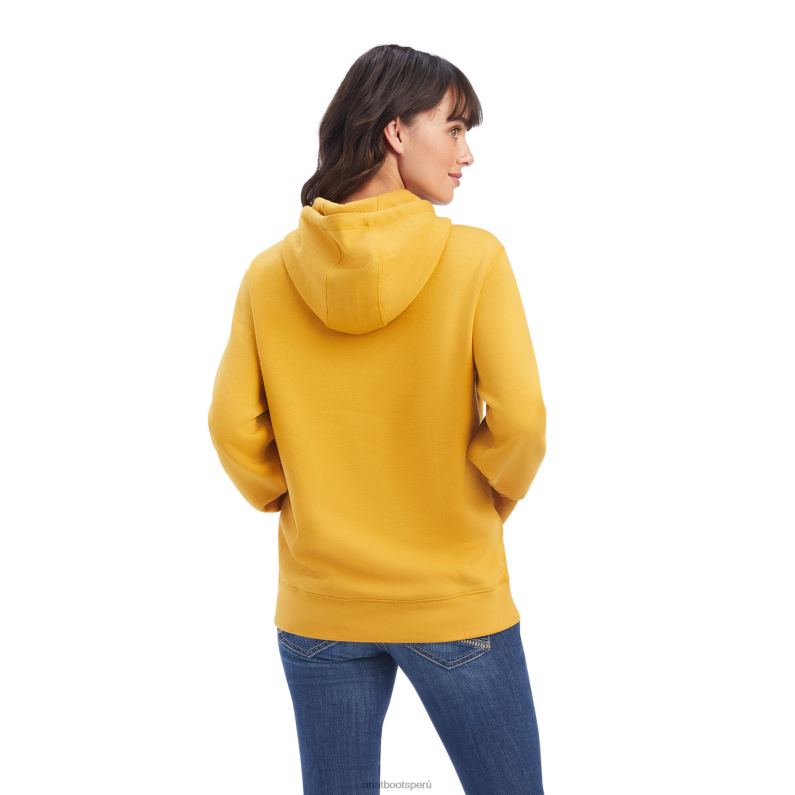 Ariat tapas mujer sudadera con capucha y logo en el brazo clásico real P0RPZ3408 pepita de oro