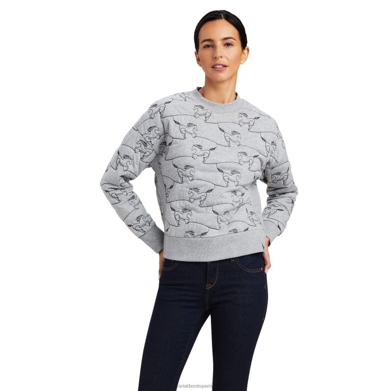 Ariat tapas mujer sudadera contour equino P0RPZ3350 cuero gris