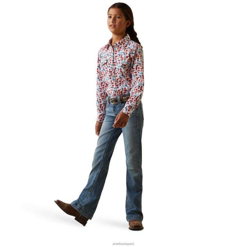 Ariat ropa niños camisa P0RPZ4086 botas ardientes