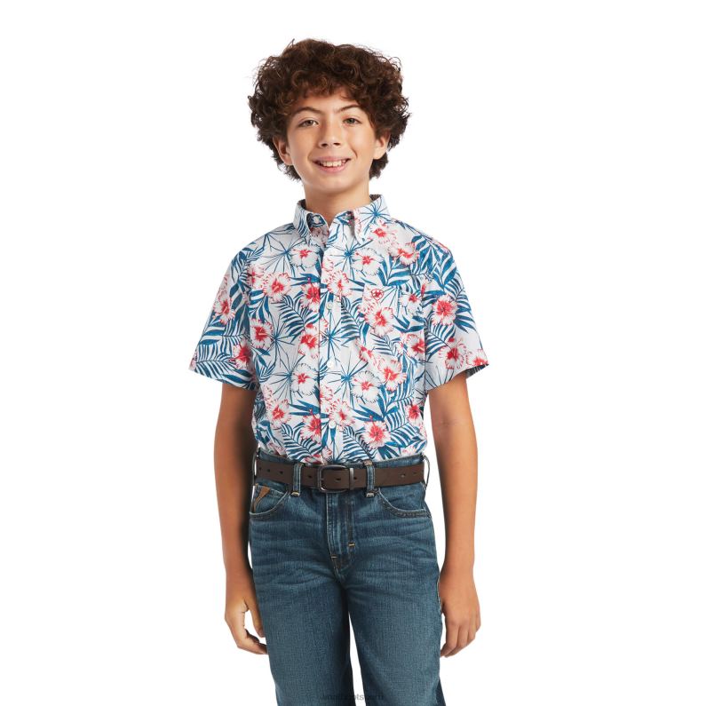 Ariat ropa niños camisa de corte clásico de fateh P0RPZ4072 blanco