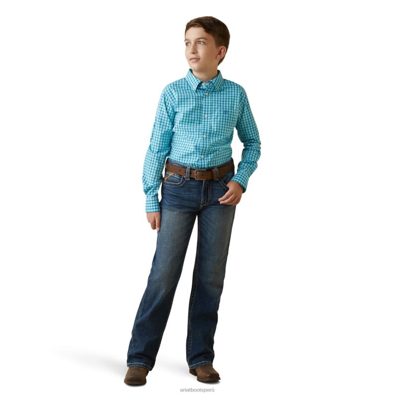 Ariat ropa niños camisa de corte clásico kalvin pro series P0RPZ4071 esmalte azul