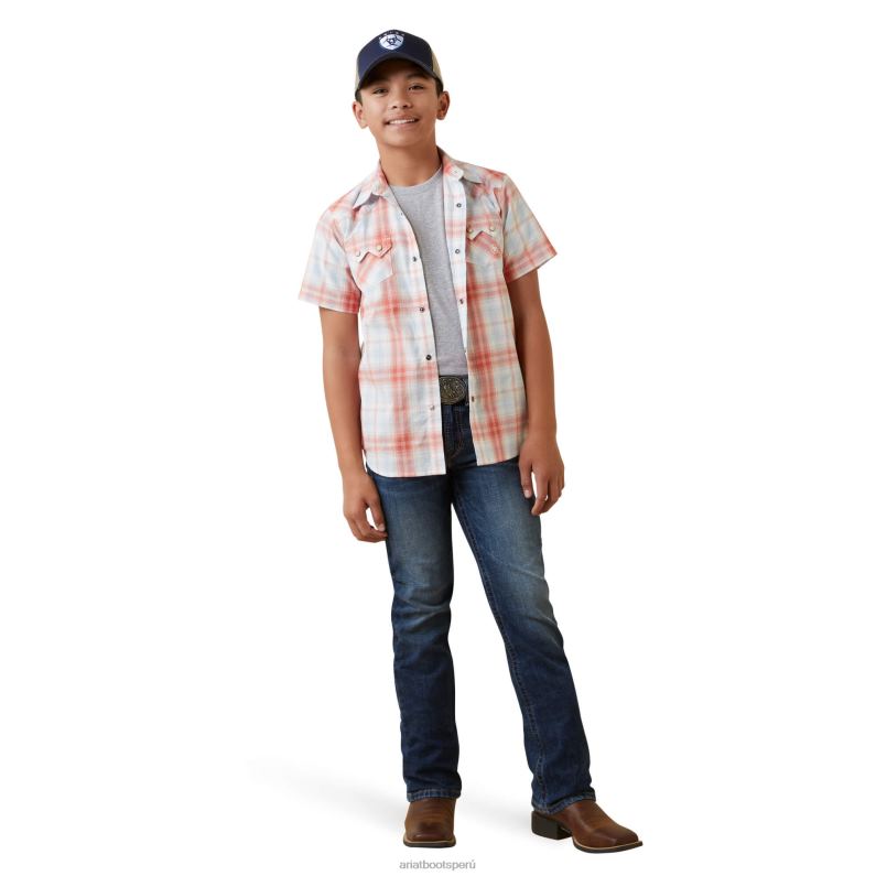 Ariat ropa niños camisa retro fit harter P0RPZ4101 ladrillo descolorido