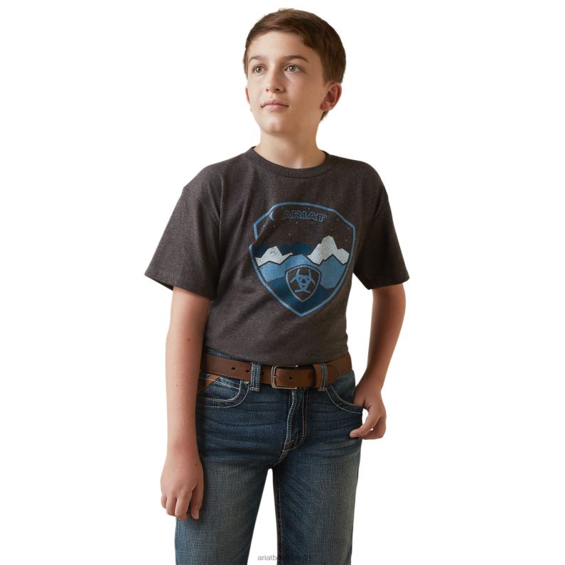 Ariat ropa niños camiseta con logo de paisaje P0RPZ4009 brezo de carbón