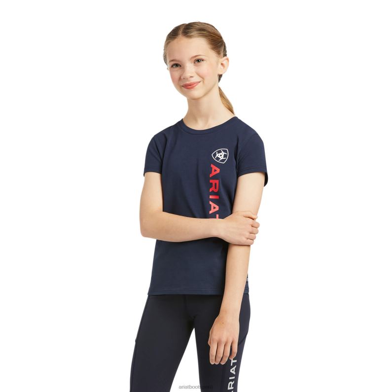 Ariat ropa niños camiseta con logo vertical P0RPZ4014 Armada